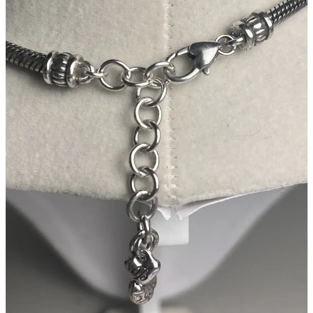 Brighton Travis Necklace Thick Snake Chain Slide Barrel Bead Silver Gold Tone - Picture 9 of 16